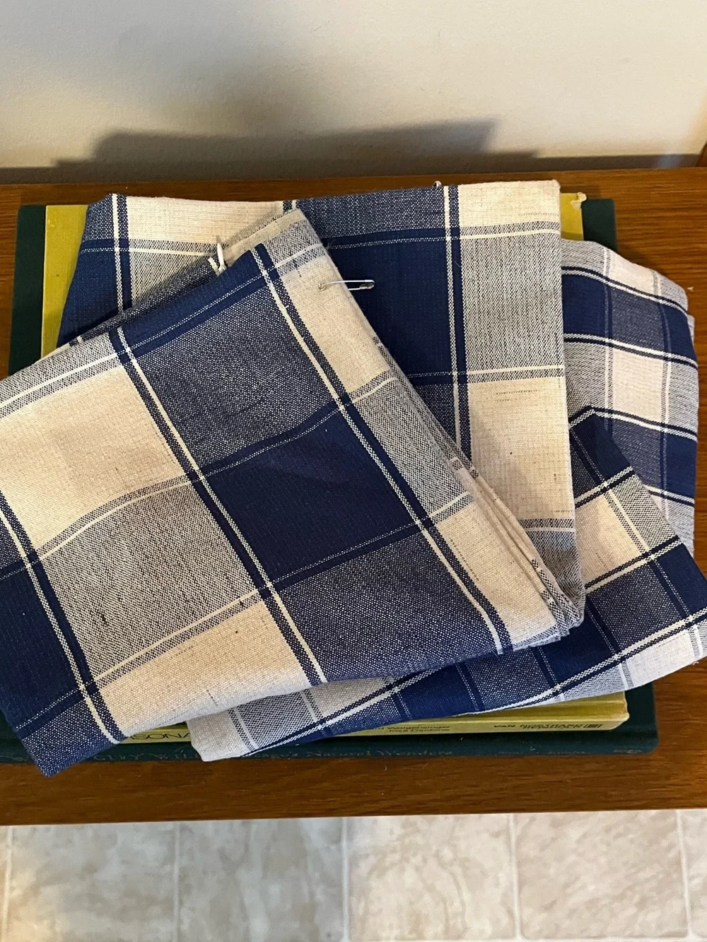 Set of 2 Blue and White Plaid Throw Pillow Covers